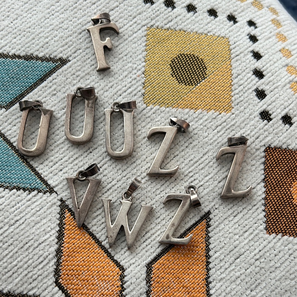925 Silver Alphabet Pendant Charms